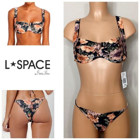 New. L*SPACE floral bikini. D-cup/L-bottom. Retails $198 - Picture 1 of 10